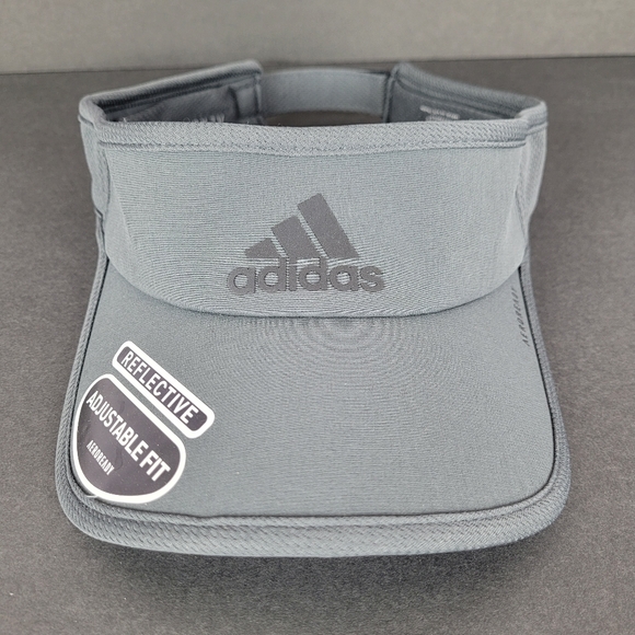 Adidas Visor Hat Reflective Adjustable Fit Gray NEW - Picture 2 of 8
